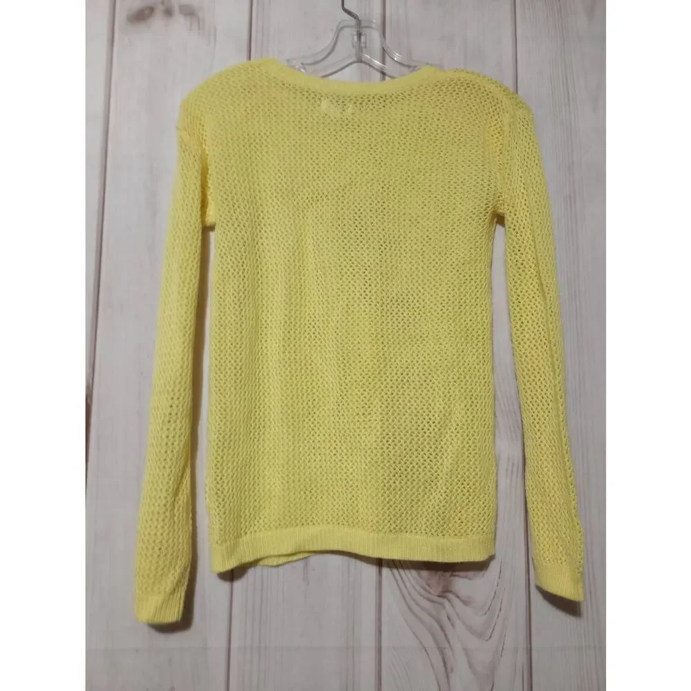 Children's Place Sweater Girls 14 Yellow Crew‎ Neck Open Weave